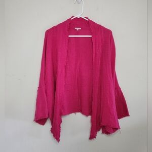 Women's Jodifl Pink Open Front Gauzy Sweater Sz Large